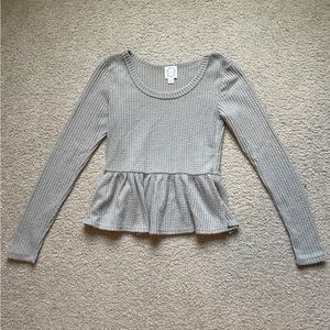 Gray Knit Peplum Top